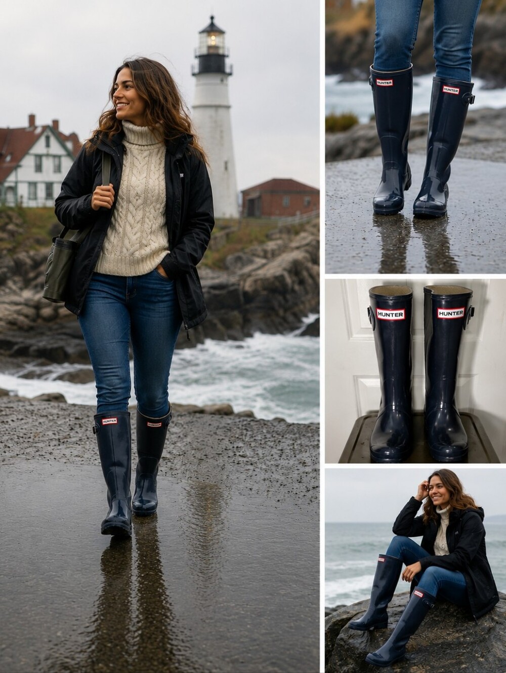Hunter Original Tall Rain Boots Navy Blue Waterproof Women’s Size 9 M 8